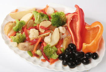 Potato with vegetables on plate