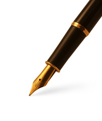 Isolated old fountain pen with clipping path