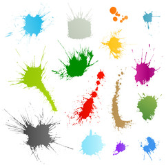 Collection of various ink splatter symbols vector illustrations