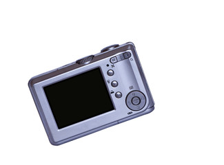 Digital compact camera with LCD display.