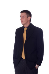 young businessman with white background