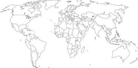 Obraz premium Mapa świata - granice są możliwe na własnym poziomie (włącz / wyłącz).