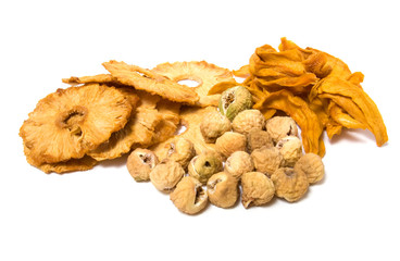 dried fruits assortment isolated on white background