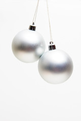 christmas decoration - silver balls isolated on white