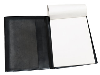 isolated opened notebook with recurvate blank sheets
