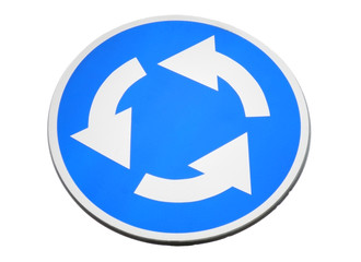 Road sign, motion on a circle in blue color