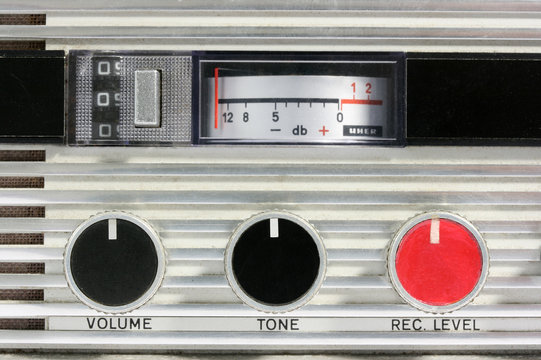 Close up  of classic open reel tape recorder