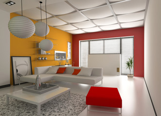 modern interior design (private apartment 3d rendering)