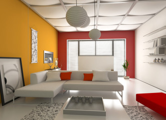 modern interior design (private apartment 3d rendering)