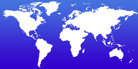 Weltkart weiß auf blau