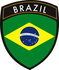 brazil vector patch flag - obrazy, fototapety, plakaty