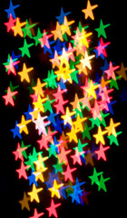 Colorful bokeh of christmas lights stars
