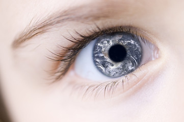 All world in child eye