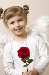 Happy Angel with red rose