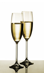 Festive glasses of champagne, isolated
