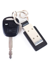 Close up of car key isolated on white background