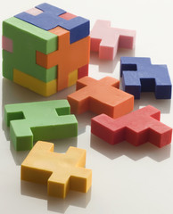 Rubber blocks on white  background.