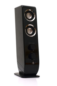 Black elegant sound speaker isolated on a white