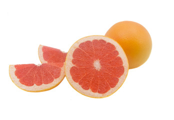 Juicy and bright grapefruit isolated on the white