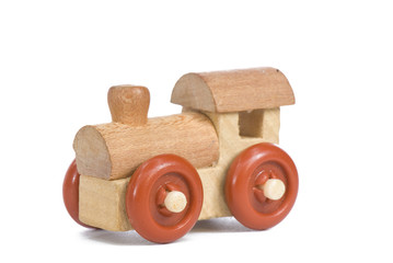 wooden toy train on a light background