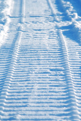 snowmobile track on snow