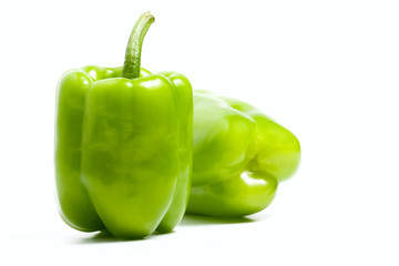Green pepper low angle against white