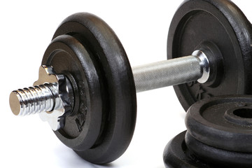 Weights, isolated on white background close up