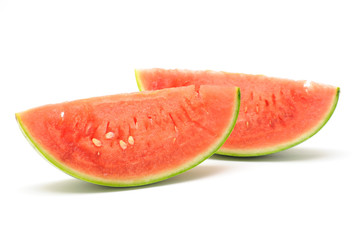 Slices of watermelon in isolated white background