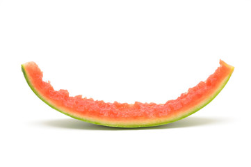 Slice of watermelon skin in isolated white background