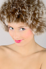 Glamour girl in fur hat