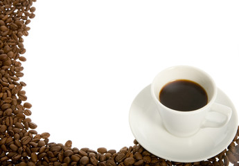 Cup with coffee, costing on coffee grain - 10488003