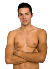 young casual naked man isolated on white