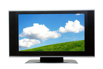 LCD screen on white. Clipping path included