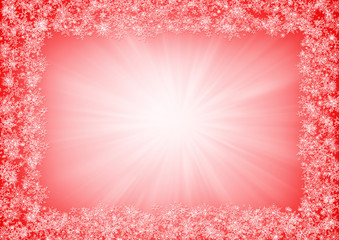 Red Christmas background with snowflakes