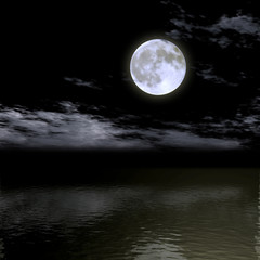 Naklejka premium 漆黒の空に浮かぶ満月