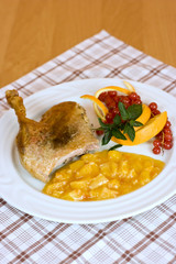 Roast duck with orange and fruit
