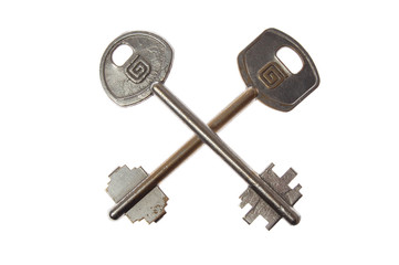 two steel key isolated on a white