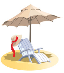 Summer vacation, chair and umbrella