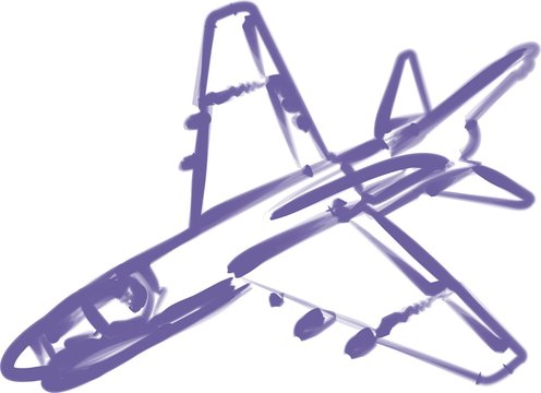 Düsenflugzeug aquarell violett