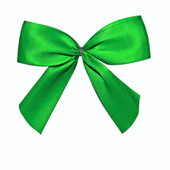 Grüne Geschenkschleife auf weissem Hintergrund