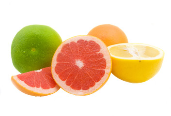 Juicy and bright grapefruit isolated on the white