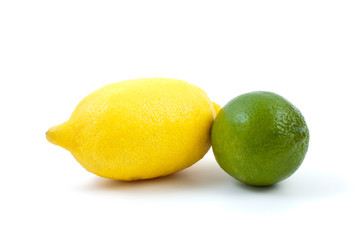 Lemon and lime isolated on the white background