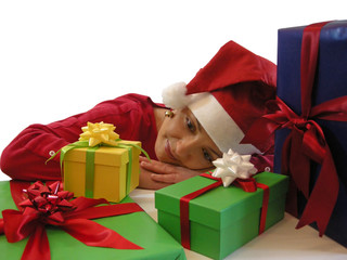 Träumende Weihnachtsfrau