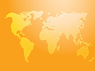 Map of the world illustration, simple outline on gradient color