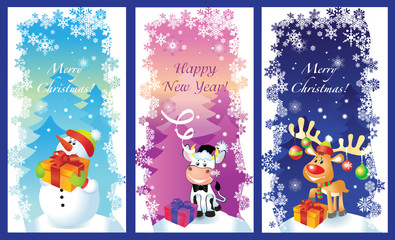 Three vector Christmas cards