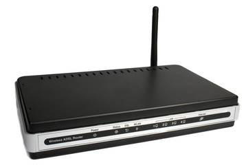 wireless adsl router on a white background it is isolated