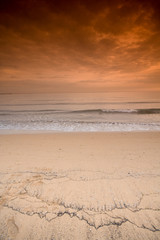Sunset at Gijon's beach in Spain