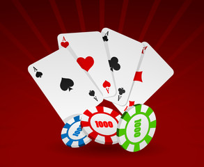 Vector illustration of cards and chips
