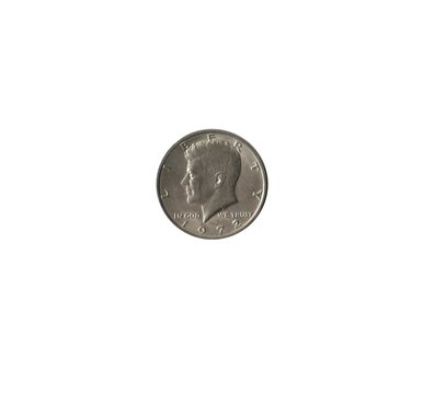 half U.S. dollar isolated on white J.F. Kennedy image