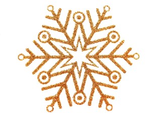 Gold brocade snow star on white